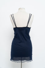 Load image into Gallery viewer, Vintage x LE BOUDOIR Navy Butterfly Mesh Mini Dress (M)