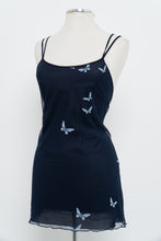 Load image into Gallery viewer, Vintage x LE BOUDOIR Navy Butterfly Mesh Mini Dress (M)