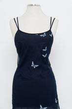 Load image into Gallery viewer, Vintage x LE BOUDOIR Navy Butterfly Mesh Mini Dress (M)