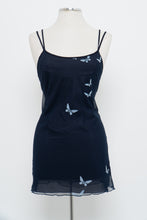 Load image into Gallery viewer, Vintage x LE BOUDOIR Navy Butterfly Mesh Mini Dress (M)