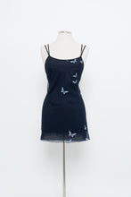 Load image into Gallery viewer, Vintage x LE BOUDOIR Navy Butterfly Mesh Mini Dress (M)