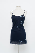 Load image into Gallery viewer, Vintage x LE BOUDOIR Navy Butterfly Mesh Mini Dress (M)