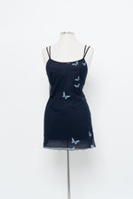 Load image into Gallery viewer, Vintage x LE BOUDOIR Navy Butterfly Mesh Mini Dress (M)