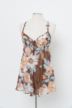 Load image into Gallery viewer, Vintage x LA VIE EN ROSE Brown Sheer Floral Slip Dress (M)