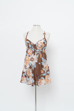 Load image into Gallery viewer, Vintage x LA VIE EN ROSE Brown Sheer Floral Slip Dress (M)