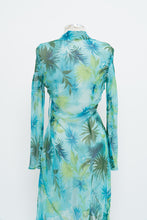 Load image into Gallery viewer, Vintage x Made in USA x Teal Tropical Sheer Silk Dress (S)