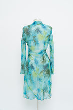 Load image into Gallery viewer, Vintage x Made in USA x Teal Tropical Sheer Silk Dress (S)