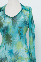 Load image into Gallery viewer, Vintage x Made in USA x Teal Tropical Sheer Silk Dress (S)