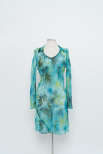 Load image into Gallery viewer, Vintage x Made in USA x Teal Tropical Sheer Silk Dress (S)