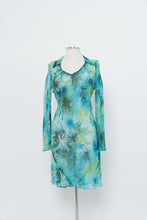 Load image into Gallery viewer, Vintage x Made in USA x Teal Tropical Sheer Silk Dress (S)
