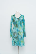 Load image into Gallery viewer, Vintage x Made in USA x Teal Tropical Sheer Silk Dress (S)