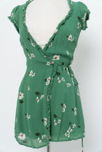 Load image into Gallery viewer, REFORMATION x Green Floral Mini Wrap Dress (XS, S)