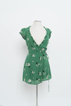 Load image into Gallery viewer, REFORMATION x Green Floral Mini Wrap Dress (XS, S)