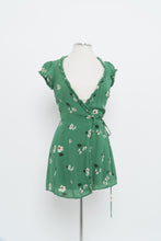 Load image into Gallery viewer, REFORMATION x Green Floral Mini Wrap Dress (XS, S)