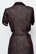 Load image into Gallery viewer, Vintage x FLORENTIA Burgundy Sheer Floral Button Dress (M)