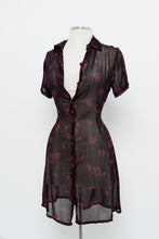 Load image into Gallery viewer, Vintage x FLORENTIA Burgundy Sheer Floral Button Dress (M)