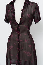 Load image into Gallery viewer, Vintage x FLORENTIA Burgundy Sheer Floral Button Dress (M)