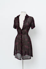 Load image into Gallery viewer, Vintage x FLORENTIA Burgundy Sheer Floral Button Dress (M)