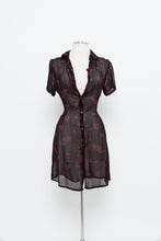 Load image into Gallery viewer, Vintage x FLORENTIA Burgundy Sheer Floral Button Dress (M)