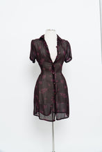 Load image into Gallery viewer, Vintage x FLORENTIA Burgundy Sheer Floral Button Dress (M)