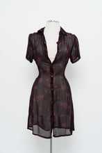 Load image into Gallery viewer, Vintage x FLORENTIA Burgundy Sheer Floral Button Dress (M)