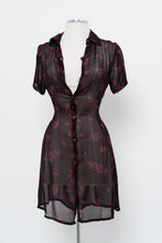 Load image into Gallery viewer, Vintage x FLORENTIA Burgundy Sheer Floral Button Dress (M)