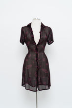 Load image into Gallery viewer, Vintage x FLORENTIA Burgundy Sheer Floral Button Dress (M)