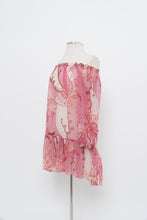 Load image into Gallery viewer, Vintage x Made in India x Pink Buttefly Sheer Patterned Off-Shoulder Dress (XS-M)