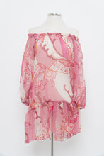 Load image into Gallery viewer, Vintage x Made in India x Pink Buttefly Sheer Patterned Off-Shoulder Dress (XS-M)