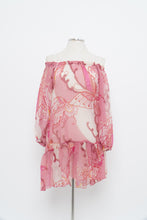 Load image into Gallery viewer, Vintage x Made in India x Pink Buttefly Sheer Patterned Off-Shoulder Dress (XS-M)