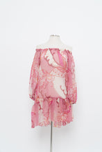 Load image into Gallery viewer, Vintage x Made in India x Pink Buttefly Sheer Patterned Off-Shoulder Dress (XS-M)