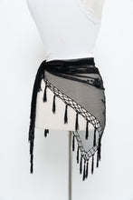 Load image into Gallery viewer, Vintage x Black Mesh Beaded Fringe Shawl