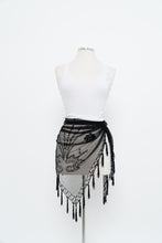 Load image into Gallery viewer, Vintage x Black Mesh Beaded Fringe Shawl