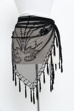 Load image into Gallery viewer, Vintage x Black Mesh Beaded Fringe Shawl