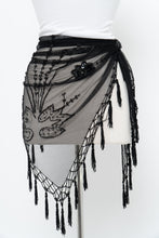 Load image into Gallery viewer, Vintage x Black Mesh Beaded Fringe Shawl