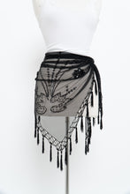 Load image into Gallery viewer, Vintage x Black Mesh Beaded Fringe Shawl