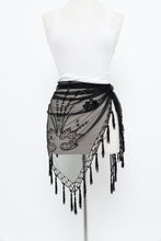 Load image into Gallery viewer, Vintage x Black Mesh Beaded Fringe Shawl