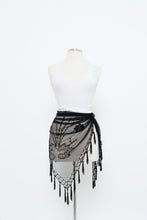 Load image into Gallery viewer, Vintage x Black Mesh Beaded Fringe Shawl