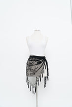 Load image into Gallery viewer, Vintage x Black Mesh Beaded Fringe Shawl