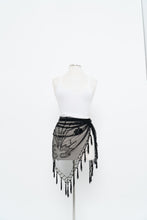 Load image into Gallery viewer, Vintage x Black Mesh Beaded Fringe Shawl