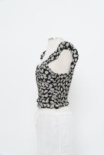 Load image into Gallery viewer, GAP x Black, Cream Floral Cinched Tank (XXS)