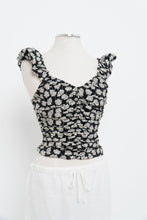 Load image into Gallery viewer, GAP x Black, Cream Floral Cinched Tank (XXS)