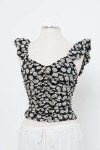 Load image into Gallery viewer, GAP x Black, Cream Floral Cinched Tank (XXS)