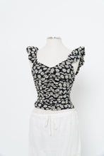 Load image into Gallery viewer, GAP x Black, Cream Floral Cinched Tank (XXS)