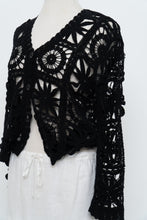 Load image into Gallery viewer, Vintage x Black Crochet Knit Cardigan (XS-M)