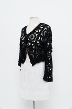 Load image into Gallery viewer, Vintage x Black Crochet Knit Cardigan (XS-M)