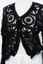 Load image into Gallery viewer, Vintage x Black Crochet Knit Cardigan (XS-M)