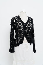 Load image into Gallery viewer, Vintage x Black Crochet Knit Cardigan (XS-M)