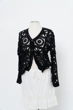 Load image into Gallery viewer, Vintage x Black Crochet Knit Cardigan (XS-M)