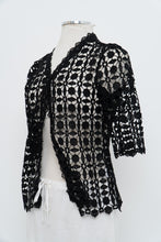 Load image into Gallery viewer, Modern x Deadstock Black Crochet Short Sleeve Cardigan (XS-M)